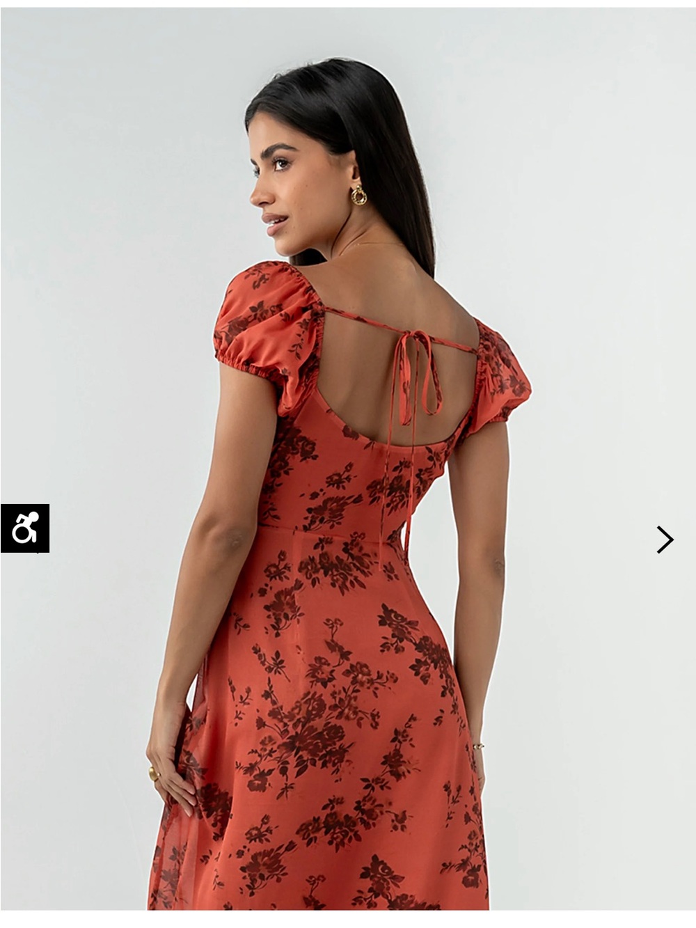 bohme Rust Floral Open-Back Maxi Dress